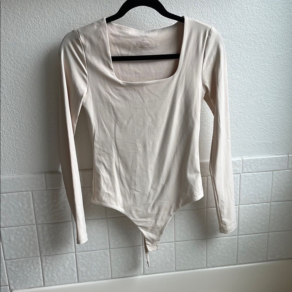 Nuuds Cream Long Sleeve Bodysuit Size Small